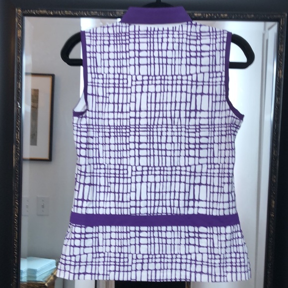 Lady Hagen purple patterned sleeveless golf top - Picture 3 of 4